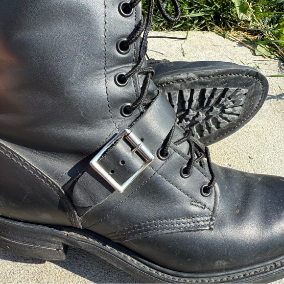 Vintage Double H Lace Up Side Zip Biker Boots Black Size 9 D men’s lacer BT 7 main image 12